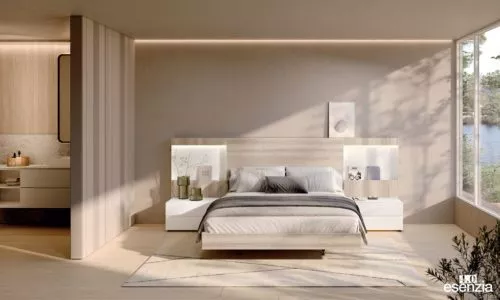 Dormitorio con el cabezal modelo Rubí Nordic y Blanco Seda