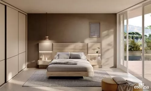 Dormitorio con el cabecero modelo Coral del catálogo esenzia 4.0
