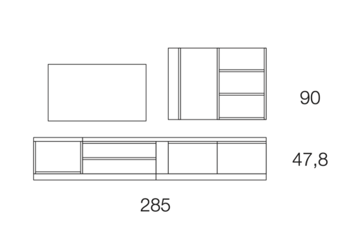 Medidas del mueble para salón comedor de dos piezas