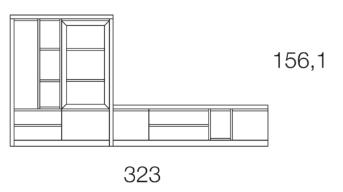 Medidas de este conjunto de mueble TV y vitrina 