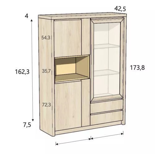 Medidas de esta vitrina alta para salón comedor