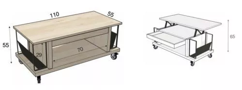 Medidas de la mesa de centro elevable