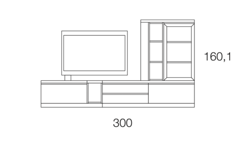 Medidas del mueble de salón comedor con vitrina