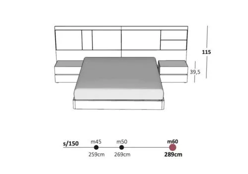 Medidas de este dormitorio moderno para adultos